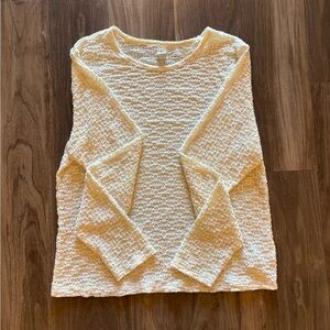 Old Navy Cream Textured Sheer Long Sleeve Top